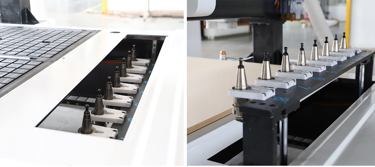 Cambio utensile automatico con caricatore di utensili sollevabile